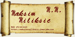 Maksim Milikšić vizit kartica